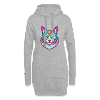 Bobtail américain chat race dessin animé Kawaii Animal P - Sweat-shirt à capuche long Femme - gris chiné - Devant