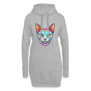 Burmilla Chat Race Dessin animé Kawaii Animal Pet - Sweat-shirt à capuche long Femme - gris chiné - Devant