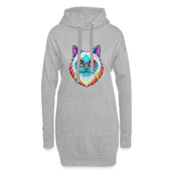Birma Katze Rasse Karikatur Kawaii Tier Haustier - Hoodie-Kleid - Grau meliert - Vorne