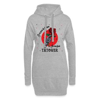 J'ai pas le temps je me fais tatouer - Sweat-shirt à capuche long Femme - gris chiné - Devant