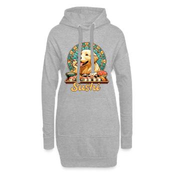 Sushi Golden Retriever Maki Cadeau - Sweat-shirt à capuche long Femme - gris chiné - Devant