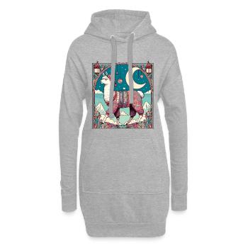 Cadeau de pyjama lama - Sweat-shirt à capuche long Femme - gris chiné - Devant