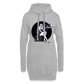 Disque vinyle musique femme cadeau - Sweat-shirt à capuche long Femme - gris chiné - Devant