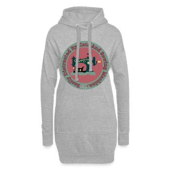 Chat à la machine à coudre rétro - Sweat-shirt à capuche long Femme - gris chiné - Devant