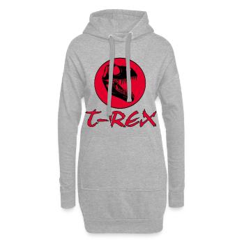 Tyrannosaurus Dinosaurier - Hoodie-Kleid - Grau meliert - Vorne