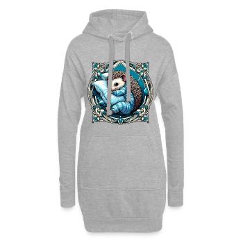 Hérisson Câlin Cadeau Dâtril Oreiller Câlin - Sweat-shirt à capuche long Femme - gris chiné - Devant