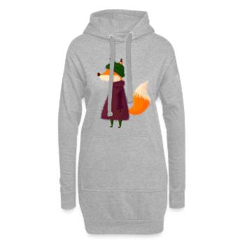 Renard - Sweat-shirt à capuche long Femme - gris chiné - Devant