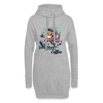 Gute Laune Kaffee Tasse Geschenk - Hoodie-Kleid - Grau meliert - Vorne