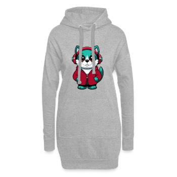 Aigle Chat Race Dessin Animé Kawaii Animal Pet - Sweat-shirt à capuche long Femme - gris chiné - Devant