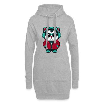 Bombay Chat Race Dessin animé Kawaii Animal Pet - Sweat-shirt à capuche long Femme - gris chiné - Devant