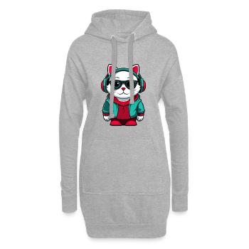 Bobtail américain Chat Race Dessin animé Kawaii Animal - Sweat-shirt à capuche long Femme - gris chiné - Devant