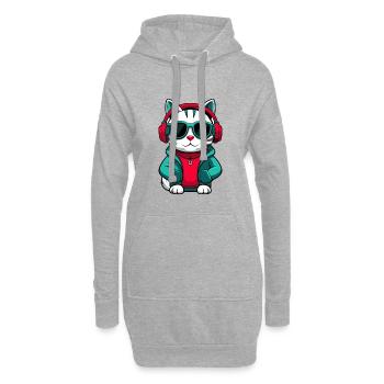 Arabe Egyptien Mau Chat Race Dessin Animé Kawaii Pet - Sweat-shirt à capuche long Femme - gris chiné - Devant