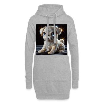 Funkelnder Hund im Diamant-Look - Hoodie-Kleid - Grau meliert - Vorne
