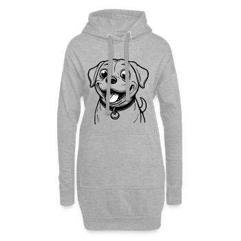 Bild des Kopfes eines fröhlichen Hundes - Hoodie-Kleid - Grau meliert - Vorne