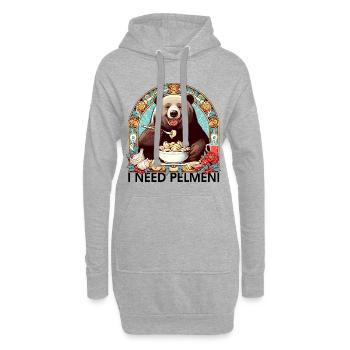 Ich brauche Pelmeni Bär Geschenk - Hoodie-Kleid - Grau meliert - Vorne