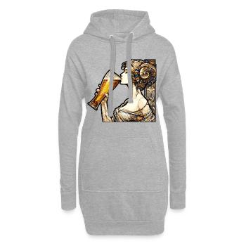 Frau trinkt Bier Geschenk - Hoodie-Kleid - Grau meliert - Vorne