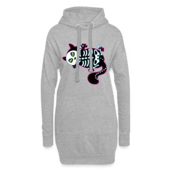 Chat drôle – humour d’Halloween - Sweat-shirt à capuche long Femme - gris chiné - Devant