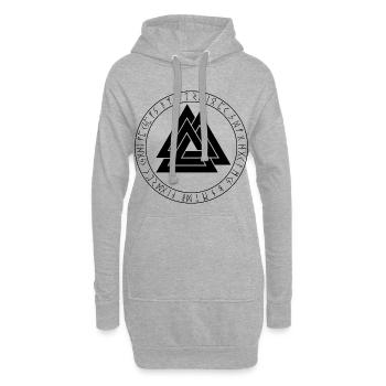 Valknut symbole viking - Sweat-shirt à capuche long Femme - gris chiné - Devant