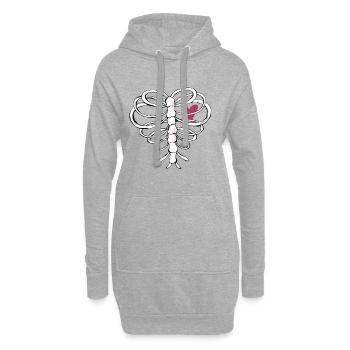 Skeleton Art - Hoodie-Kleid - Grau meliert - Vorne