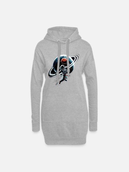 Basketball Astronaut Raumfahrer Geschenk - Hoodie-Kleid - Grau meliert
