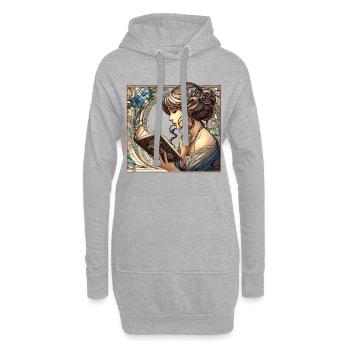 Frau Lesen Schmökern Buch Bücher Geschenk - Hoodie-Kleid - Grau meliert - Vorne