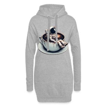 Kaffee Astronaut Tasse Galaxie Geschenk - Hoodie-Kleid - Grau meliert - Vorne