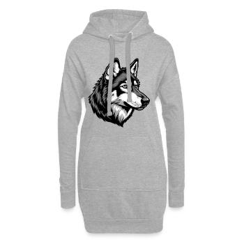 Porträtillustration eines atemberaubenden Wolfes - Hoodie-Kleid - Grau meliert - Vorne