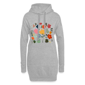 Flower Power Blumen Design - Floral Hippie Style - Hoodie-Kleid - Grau meliert - Vorne