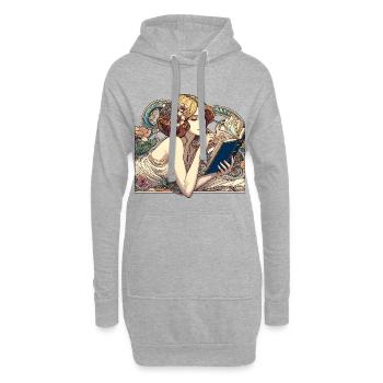 Art Nouveau Femme Livre Livres Lecture Cadeau - Sweat-shirt à capuche long Femme - gris chiné - Devant