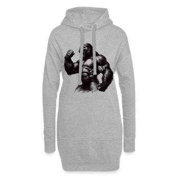 Starker Gorilla Motivation geballte Faust Geschenk - Hoodie-Kleid - Grau meliert - Vorne