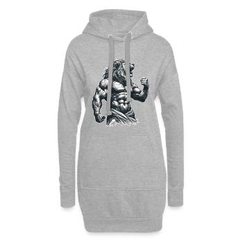 Löwe Motivation Training Fitness Muskeln Geschenk - Hoodie-Kleid - Grau meliert - Vorne