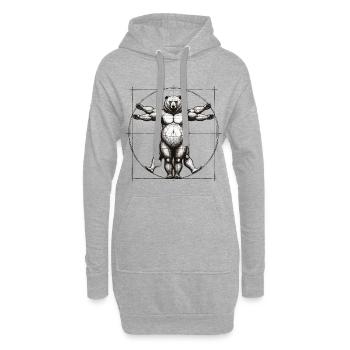 Vitruvian Bär Skizze Zeichnung Geschenk - Hoodie-Kleid - Grau meliert - Vorne