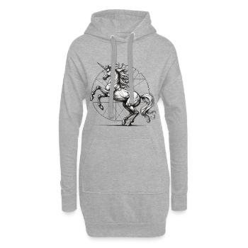 Vitruvian Einhorn Skizze Zeichnung Geschenk - Hoodie-Kleid - Grau meliert - Vorne