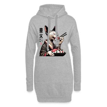 Sushi Sphynx Cat Maki Kimono Cadeau - Sweat-shirt à capuche long Femme - gris chiné - Devant