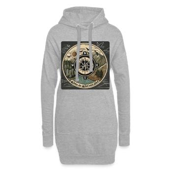 Là où le vent nous emporte – Nature Compass Design - Sweat-shirt à capuche long Femme - gris chiné - Devant