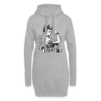 Strength Strong Power Woman Rockabilly Gift - Hoodie Dress - heather grey - Front