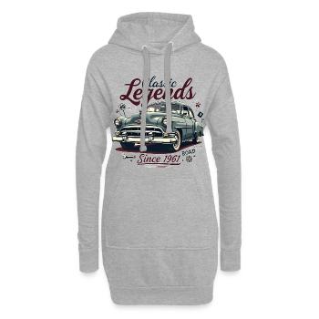 Klassische Autolegenden – Retro-Vintage Stil - Hoodie-Kleid - Grau meliert - Vorne