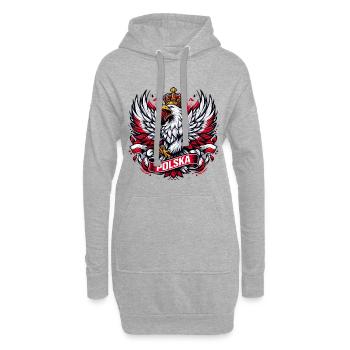 Pologne Polska aigle emblème drapeau drapeau cadeau - Sweat-shirt à capuche long Femme - gris chiné - Devant