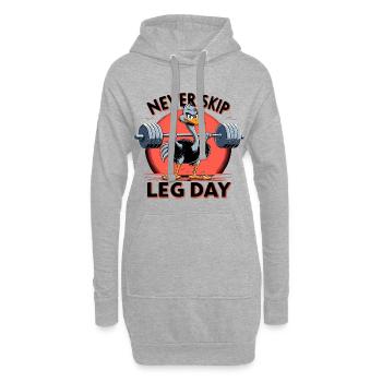 Leg Day Strauß Beintraining witzig Gym Geschenk - Hoodie-Kleid - Grau meliert - Vorne