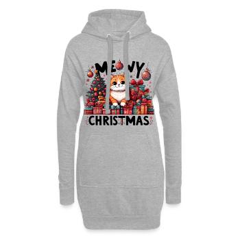 Miaou Noël chat Orange drôle cadeau - Sweat-shirt à capuche long Femme - gris chiné - Devant
