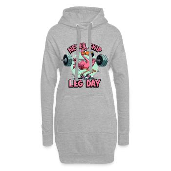 Leg Day Flamingo Beintraining witzig Gym Geschenk - Hoodie-Kleid - Grau meliert - Vorne