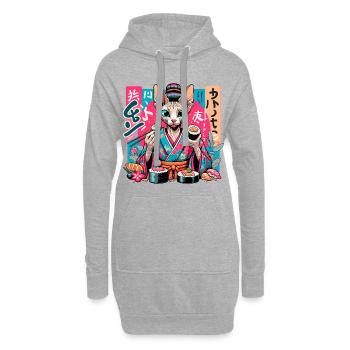 Sushi Sphynx Cat Maki Kimono Cadeau - Sweat-shirt à capuche long Femme - gris chiné - Devant