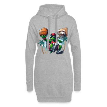 Basketball Schildkröte Dunking cool Geschenk - Hoodie-Kleid - Grau meliert - Vorne