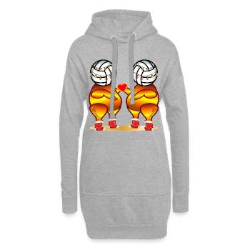 VOLLEY-BALL AU POULET RÔTI DE NOËL - Sweat-shirt à capuche long Femme - gris chiné - Devant