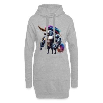Super licorne - Sweat-shirt à capuche long Femme - gris chiné - Devant