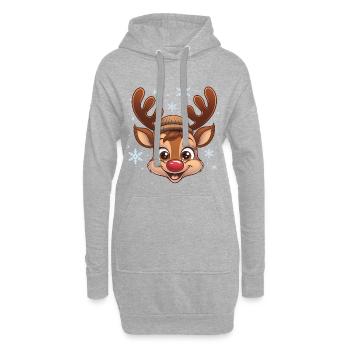 Mignon garçon renne avec chapeau de laine - Sweat-shirt à capuche long Femme - gris chiné - Devant
