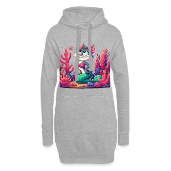 Meerjungfrau Nixe Katze Wasserkatze Geschenk - Hoodie-Kleid - Grau meliert - Vorne