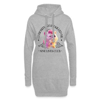 Neugierige Katze – Lustige Cartoon-Illustration - Hoodie-Kleid - Grau meliert - Vorne