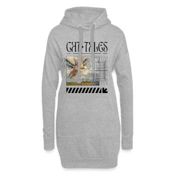 Chat volant surréaliste – Motif de chat magique - Sweat-shirt à capuche long Femme - gris chiné - Devant