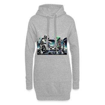 Astronaut Alien Schach Spiel Universum Geschenk - Hoodie-Kleid - Grau meliert - Vorne